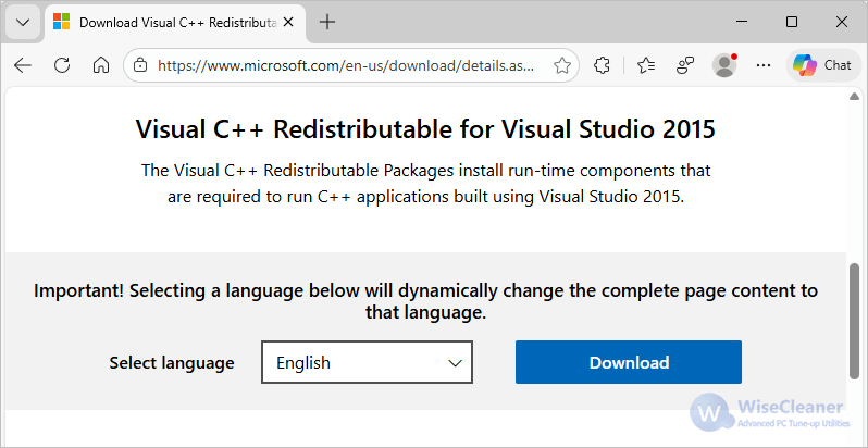 Tải Visual C++ Redistributable 2015