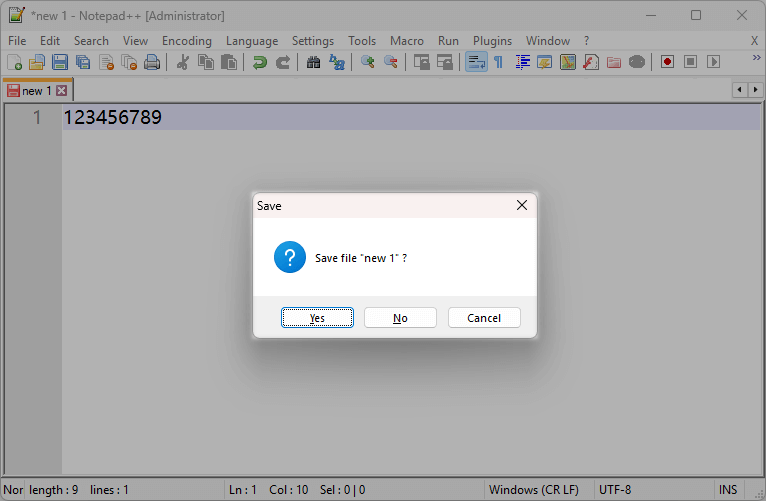 Đóng Notepad++ mà không lưu tệp